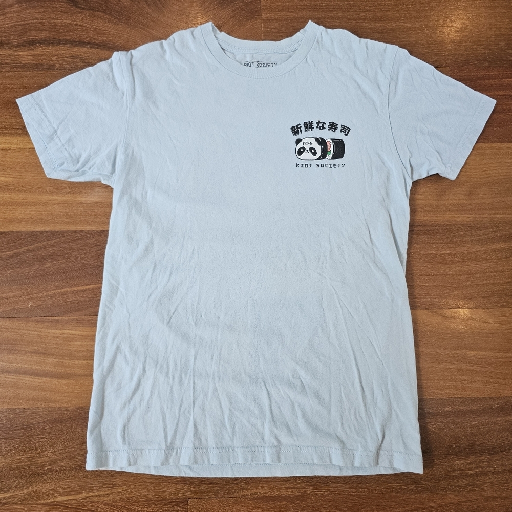 Riot Society T-Shirt Sugee Panda Sushi Roll Double Sided Made In USA Mens S